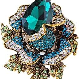 Brooch Pin Fashion Crystal Rhinestone Jewellery Pin Vintage Accessories Decoration Clothing Bouquet Brooches for Bridal Women Girl (BLUE-ROSE-BLUE)-image-60