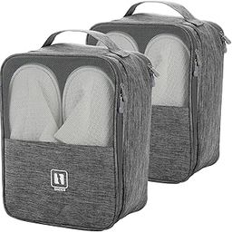 2 Pack Travel Shoe Bags for 2-3 Pair of Shoes, Portable Shoes Pouch with Handle Multifunctional Storage Bag with 3 Compartment for Shoes, Cosmetics, Men and Women, Gray, gray, Shoe Bag-image-75