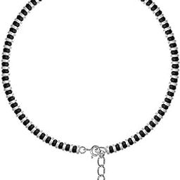 925 Exclusive Nazariya Payal (Anklet) with Black & Silver Beads (Crystal) in 92.5 Sterling Silver for Girls and Women - One Piece-image-13