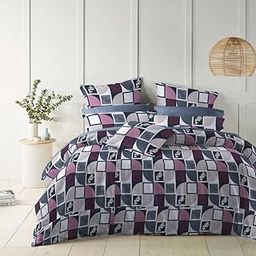 Rosepetal 100% Cotton Queen Size Bedsheet – 180 TC Bed Sheet for Double Bed (90"x100") with 2 Large Pillow Covers | Vertigo Checker Design | Soft, Washable & Breathable Cotton Bed Cover (Purple)-image-74
