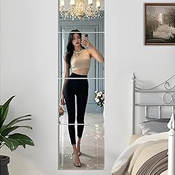 SUNQUEEN Frameless Glass Mirror Tiles for Wall 12" x 12" – Full Length Gym Mirror Wall Mounted, Full Body Mirror for Bedroom, Bathroom & Home Gym (4-Pack)-10