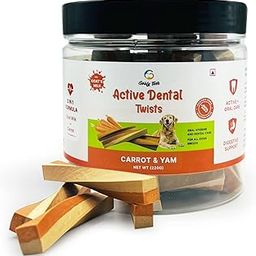 Goofy Tails Active Dental Twists, Dental Stick Dog Treats Non-Vegetarian, Chew Sticks for Dogs, Dog Treats for Adult Dog and Puppies, Dog Chew Stick (Carrot & Yam, 220g) (Pack of 1) Multi-Colored-image-98