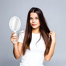 Creative Arts n Frames 9x19 cm Oval Hand Mirror with Handle for Cosmetic Shaving Make Up Bathroom Salon Barber Travel and Indoor Use (Sophosticated White Small H3.5 X 7.5 inch andheld Pocket Mirror)-image-29