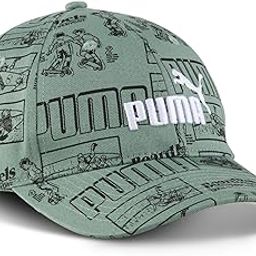 Puma Unisex-Kid, ESS NO.1 LOGO AOP BB Cap Jr, Green Moon-Mid 90ies, (2612601)-3