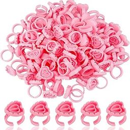 Gleevia Glue Rings for Eyelash Extensions, Pink Heart Glue Rings 100pcs/Pack Lash Fan Glue Cups Glue Holder Lashing Supplies (Pink Heart Shaped)-image-5