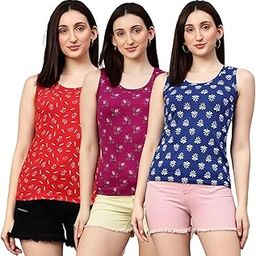 Women's Super Combed Cotton Rib Fabric Slim Fit Tank Top-Pack of 3-image-95