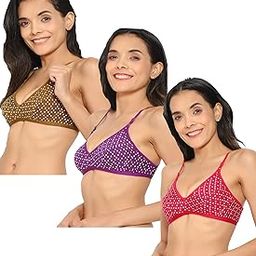 Women's Cotton Non-Padded Non-Wired Printed Bra Pack of 3-image-10