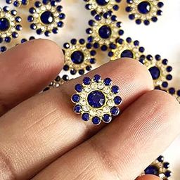 ADIKALA Flower Shaped Rhinestone Beads Booty Patch for Goddess Dress Decoration and Boutique Dress Making, Craft Jewelry & DIY Projects Kundan Stones Pack of 50pc (Blue)-image-19