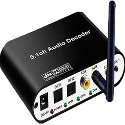 Tobo 5.1 HD Audio Rush Digital Sound Decoder Converter Bluetooth 5.0 DAC Receiver Wireless Audio Adapter Optical Coaxial (DA615B) - TD-555H-4