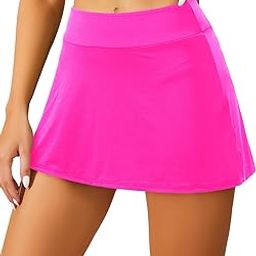 Womens Swim Skirt Bathing Suit Bottoms Mid Waist Swim Bottoms Elastic Waist Swimsuit Bottoms, Hot Pink, Large-image-35