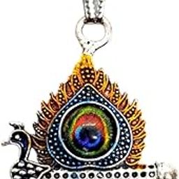 Jai Shree Shyam Locket in Silver | Khatu Shyam Pendant Locket for Men with Chain | God Krishna Peacock Feather Shyam Baba Locket for Gift (Pack of 1)-image-15