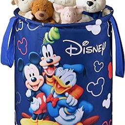 Kuber Industries Foldable 45L Toys Organizer for Kids Room - Soft Toys Storage Bag/Basket/Container with Handles | Disney Print - Blue-21
