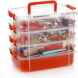 UCRAVO 4-tier Multi-Compartment Craft Storage Organizer Box with Dividers - Perfect for Art, Beads, Sewing Supplies, and Jewelry Making - Plastic Container - Ideal Hobby Organizer (MultiColor)-image-62