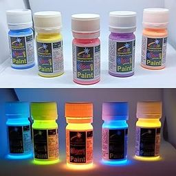 Glow in the dark waterbased acrylic Paint 5 colours Each 30gm Total 150gm-27