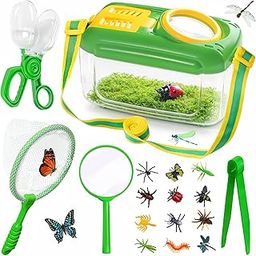 HAIMST Bug Catcher for Kids, 17 PCS Bug Catching Kit with Bug Collector Butterfly Net Magnifying Glass Insect Catcher Tweezers, Outdoor Explorer Kit for Kids Age 3 4 5 6 7 8-image-66