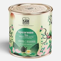 The Tea Trove Organic Spearmint Tea for Pcos & Pcod relief 100g - Pure Herbal Spearmint leaves for women - Facial Hair Support - Caffeine Free Infusion in Reusable Tin Box-picture-22