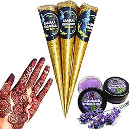 Saairaa Organics Bridal Mehendi Cones (3pcs in 1 box) + Free Aftercare Balm (1Pcs 5g) | Enriched with Lavender Essential Oil-image-86