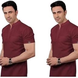 THE SCRUB LIFE Stretchable Male Pocket Scrub Suit for Doctors, nurse & Health Mandarin Neck Straight Pant Set(maroon) Size Medium(PACK OF 2)-image-71