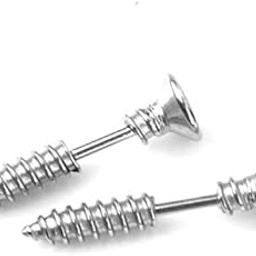 VELURA 1 Pair Men's Cool 316L stainless Steel Screw Earrings Ear Studs Silver|1 × Padlock2 × Keys|Earrings, Studs| Mens Jewelry-image-31