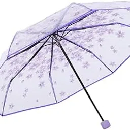 ftk Cherry Blossom Transparent Folding Umbrella | Thickened Couple Umbrella with 8 Bone Structure | Creative 3-Fold Goddess Umbrella-picture-29