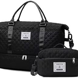 21" Weekender Travel Bag, Travel Duffle Bag with Shoe Compartment Carry on Overnight Duffel Bag for Weekend Travel Business Trip. (Black)-image-9
