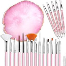 Nail Art Brushes Set, Resin Nail Art Painting Mixed Color Palette 2 Way Acrylic Silicone Carving Pen Dotting Pen Tool Manicure Kit DIY Brush Makeup Display Board for Home Salon-13
