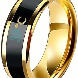 Stainless Steel Temperature Sensor Ring - Thumb Ring for Men Boys Women Girls (Goldenen, 19)-image-4