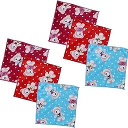 Microfiber Small Size Handkerchief/Rumal/Face Towel for Kids, Women, Girls and Baby | Extra Soft & Super Absorbent Handkerchieves for Women's Multicolored Set of 6 (25 x25 cm) (Teddy Love 68)-image-46
