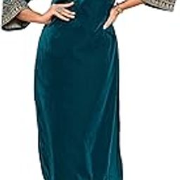 Women's Teal Velvet Embroidered Straight Kurta Set-image-2