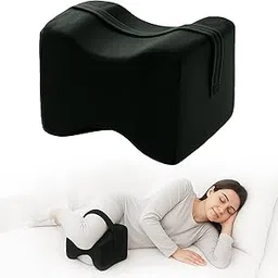Heart Home Memory Foam Knock Knee Corrector with Zip | Leg Pillow for Sleeping | Knee Pillow for Side Sleep and Relief from Back Pain | Black-picture-4
