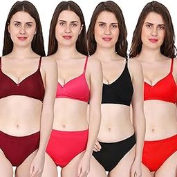 Women Stylish Lingerie Set for Women & Girls, Multicolor Bra Panty Set Combo of 4-image-85