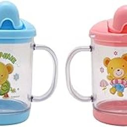 The Cheeky Kidzz Baby Feeding Sipper Unbreakable Anti Spill Bottle Cup/Mug Learning Sippy BPA Free (Blue - Pink)-image-21