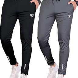 Men's Polyster Track Pants for Active Lifestyles, Stylish Design Comfortable and Versatile Active Wear Combo Pack of 2 (Black-Steel Grey-XL)-42