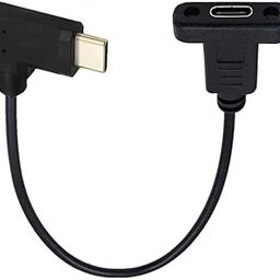 XIKKART USB 3.1 Type-C Male Elbow to Female Extension Cable, USB C Panel Mount 10Gbps USB-C Extender Cable for Data & Sync - 0.3m-image-81