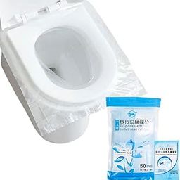 50Pcs Disposable Plastic Toilet Seat Covers Travel Toilet Seat Paper Waterproof and Non Slip Individually Wrapped Portable Potty Seat Cover for Kids Pregnant Travel Hospital Public Toilet Hotel-31