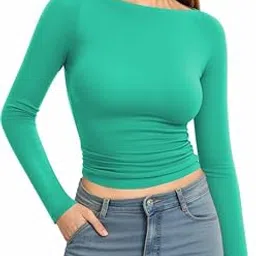 the blazze Women's Cotton Stretchable Boat Neck Full Sleeve Regular Fit Wear Readymade Saree Blouses for Girls L2659-picture-11