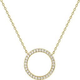 14K Gold Plated Circle Pendant Necklace with Zircon Stones |Minimalist Lightweight & Everyday Jewelry |Gift for Women and Girls-image-24