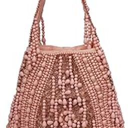Women's Peach Pearl Hand Embroidery Clutch Potli-image-1