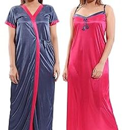 Satin 2 Pcs. Mix Match Nighty Set,Nighty & Robe (House Coat) for Girl/Women's-image-29