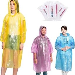 Snapelo Emergency Rain Poncho, Universal Fit, Waterproof with Hood, 70x150 cm, Lightweight PE Material, Multicolour Pack of 3-image-76