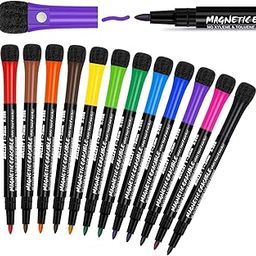 Zollyss White Board Marker, 12 Colors Magnetic Whiteboard Markers with Eraser Cap, Low Odor Magnetic Dry Erase Markers Fine Point Tip for Kids & Teachers, Home, Office and School Supplies-30