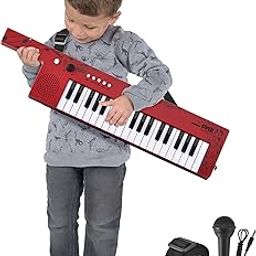Pyle Digital Musical Keyboard 37 Keys, Electronic Karaoke Keytar with Wired Microphone, 4 Preset Selectable Tones, 4 Audio Rhythms, AUX Input, Rechargeable, Fun for Kids and All Ages (PKBRD87RD)-25