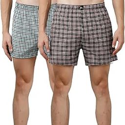 Checked Boxer Shorts for Men | 100% Cotton Fabric | Dual Side Pocket | Regular Fit | Pack of 2 Assorted-9