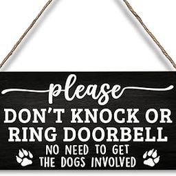 JXREQ Don't Knock or Ring Doorbell Sign for Front Door - Dog Warning for Gate, Fence, Yard Home Decor - Beware of Dog Gifts for Women - 12x6 Inch-image-99