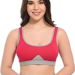 Women's Padded Gym Active Sports Bra with Removable Pads/Detachable Pads, Red, 40-image-16