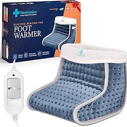 HEATRONICS® UltraSoft+ Electric Heated Foot Warmer, Heating Pad for Foot Pain | Universal | Machine Washable (3 Heat Levels/Steel Blue)-image-5