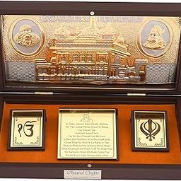 AC ANAND CRAFTS Gold Plated Satnam Shri Waheguru Charan Paduka Size 8 x 4.5 x 1.5 Inches with Acrylic Brown Box Pack of 1-picture-27