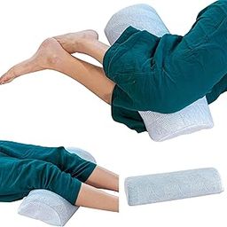 The White Willow Firm Medical Grade Foam Half Moon Multiuse Knee, Leg and Back Support Bolster Pillow for Neck Pain Relief, Sciatica with Washable Hypoallergenic Cover- 19" x 8" x 3.5" Blue-picture-3