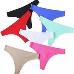 Cotton Seamless Thongs for Women No Show Panties V-Waisted Stretch Breathable Thong Underwear, Multicolor | Free Size (Pack of 3pcs)-picture-37