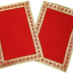 Pack of 6 Asan Size 9×13 inch swastik lace Designer red Velvet god Asan-image-12